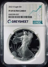 2022-S American Silver Eagle - NGC Proof-69 Ultra Cameo -Limited Greysheet Label