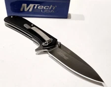 M-TECH Amplitude Black Drop Point Spring Open Assisted Folding Pocket Knife A/O