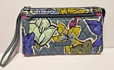 Vera Bradley Falling Flowers Wristlet Wallet Zip Front Zip Top Credit Card Slots