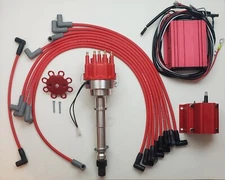 SBC CHEVY 350 PRO-BILLET Distributor + Digital 6AL Box + coil +Red Wires over VC