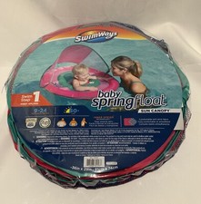 SwimWays Baby Spring Float w/Sun Canopy 50 UPF 9-24 Mos Swim Step 1 PINK