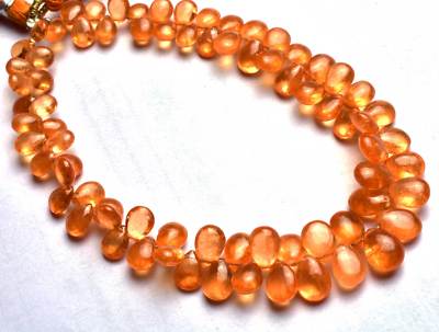 91,00 KT 7,5 ZOLL SUPER QUALITÄT ORANGE GRANAT Glatte BIRNENFORM PERLEN 8 x 6...