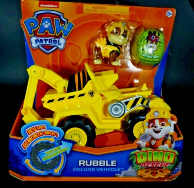 Paw Patrol DINO RESCUE Rubble Deluxe Rev Up Vehicle & Figure Nick Jr