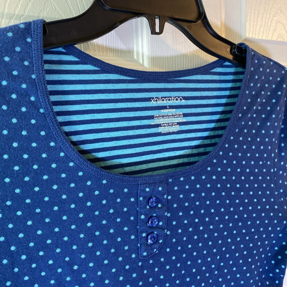 Xhilaration Mujer L GRANDE Ropa de Dormir Pijama Largo Top Manga Larga Lunares Geométrico Foto 3 de 4