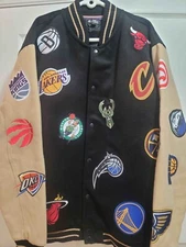 NWT Rare NBA All Team Logo Patches Varsity Jacket Size 2XL FISLL