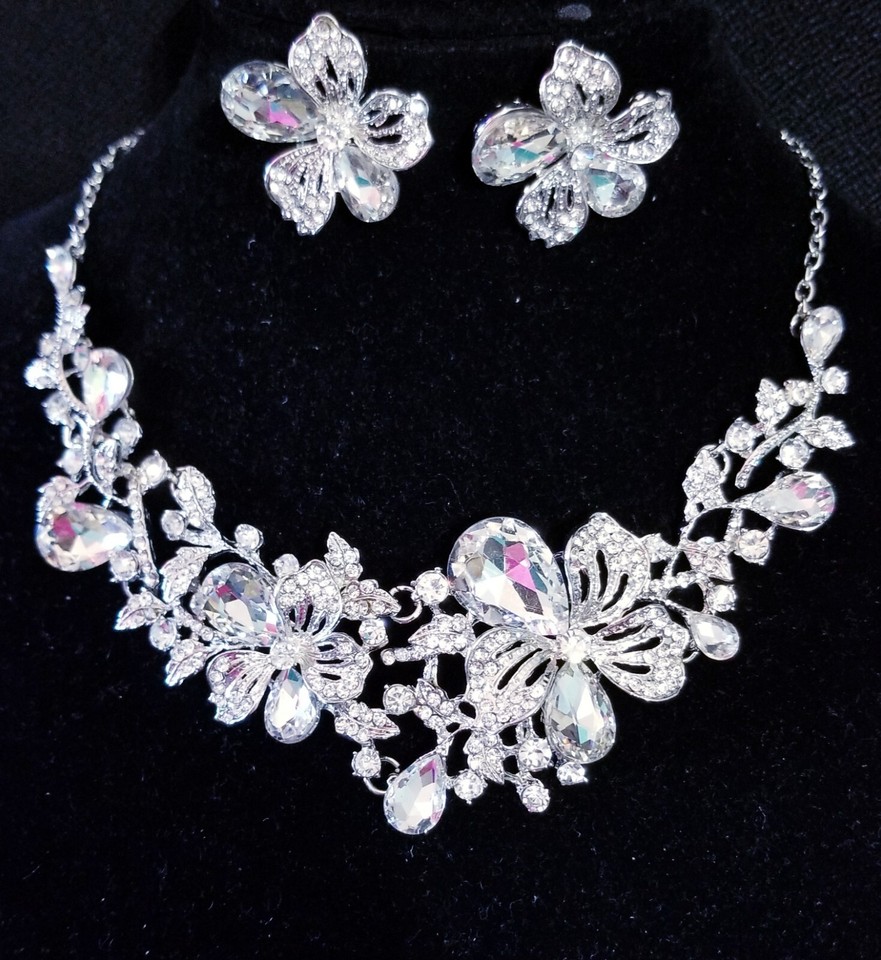 Set Collier Et Boucles D'oreilles Noir Strass - Sophia Collection, Plaqué Rhodium, Pour Mariage Soirée