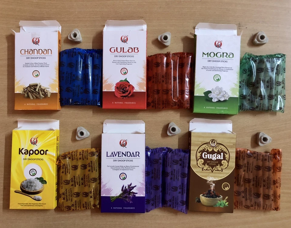 6 Box of 10 sticks- 60 Sticks Total, 6 Fragrances Dry Dhoop Incense Sticks F/S - Image 2 of 4