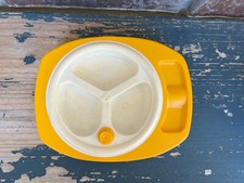 Fisher Price 2150 Fun With Food Warming Dish Plate Vintage 1988 Yellow White B4
