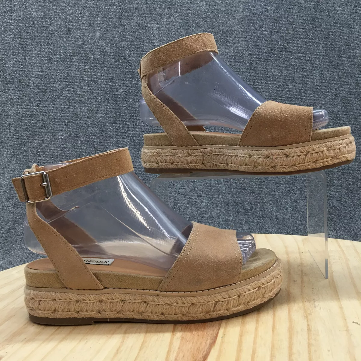 Steve Madden Sandals Womens 6 Gabi Espadrille Brown Suede Ankle