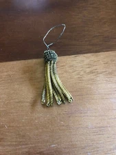ANTIQUE FRENCH 1918 GOLD BRASS BULLION TASSEL TRIM DOLL LAMP SHADE BOOKMARK VTG