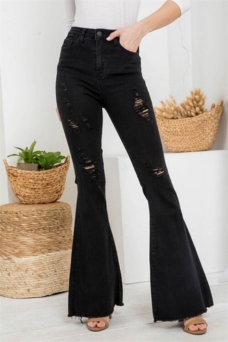 Bell Bottom Distressed Denim Jeans Size 