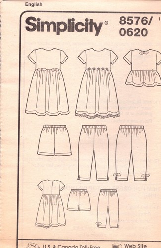 Simplicity 8576 🧵Vestido Infantil O Top Y Pantalones O Pantalones Cortos ~ Falda Reunida 2-3-4 - Imagen 3 de 5