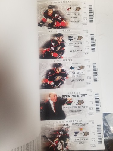 ANAHEIM DUCKS SEASON TICKET STUBS 2014-15 PERRY GETZLAF NASH MANSON KANE SELANNE - Picture 16 of 56