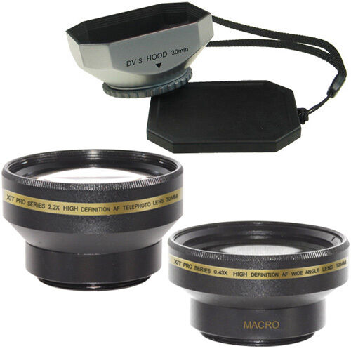 30mm Wide Angle + Telephoto Lens Kit + Hood fo Sony DCR-TRV39,22,HDR-HC3,HDR-SR1 - Picture 1 of 1