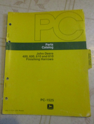 John Deere 400 600 610 810 finishing harrows Parts Catalog Manual PC-1525