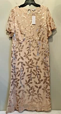 Baltic Born Sequin Midi Dress Deanna Women’s XL Rose Gold Flutter Sleeve NWT