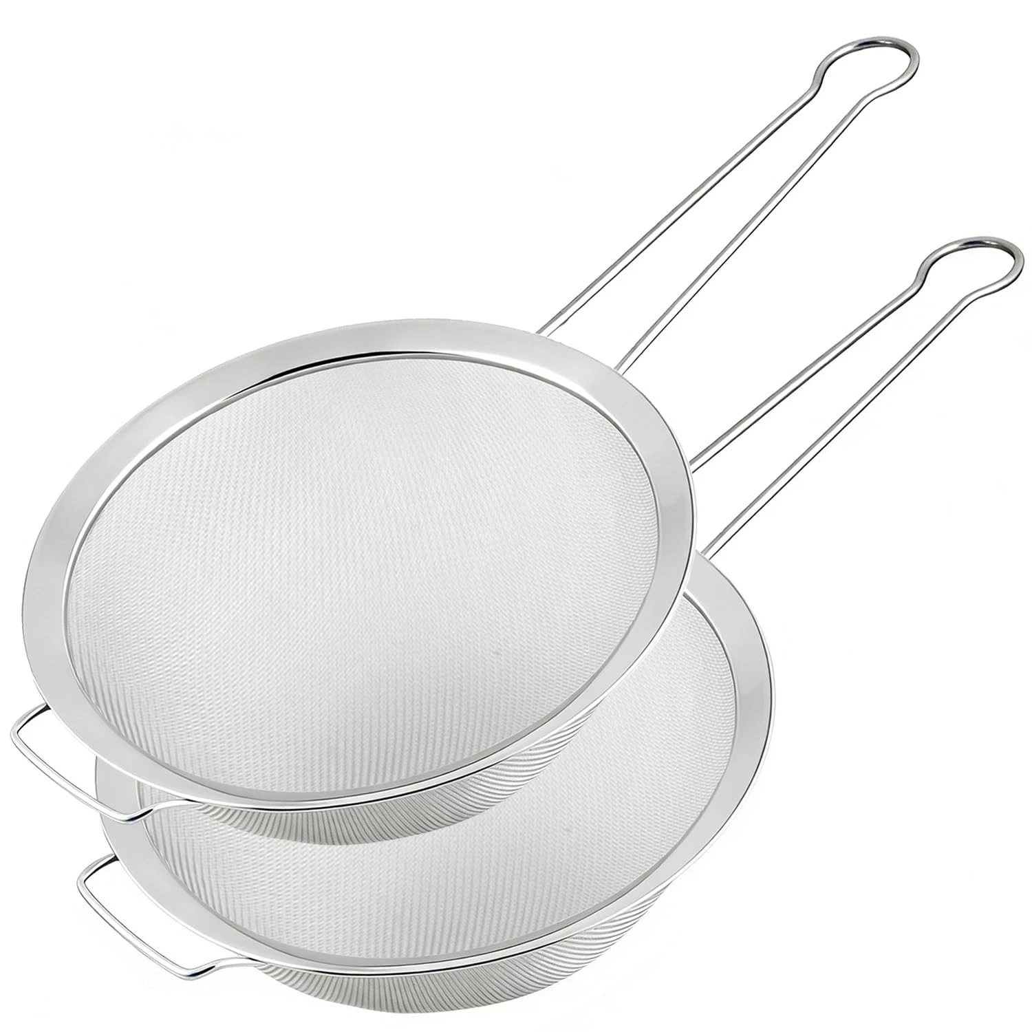 7.87" Fine Mesh Strainer Set with Sturdy Handle, Stainless Steel Sieve Flour ...