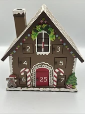 St Nicholas Square Wooden Gingerbread House Christmas Advent Calendar Doors READ
