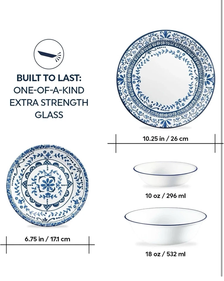 Pfaltzgraff Blue and White Porcelain Dinnerware Set 16-Piece - Image 3 of 4