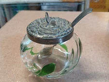 Vintage Glass Jar With Metal Lid And Spoon