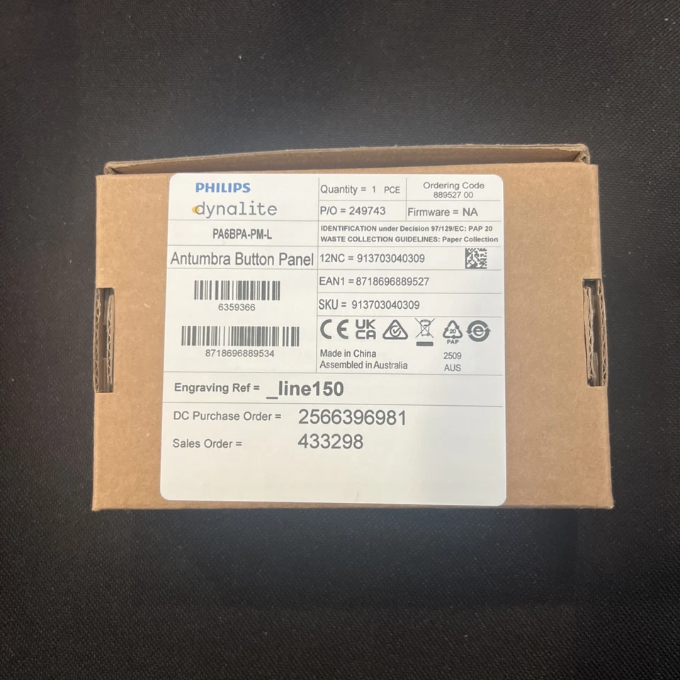 Painel de controle Philips Dynalite Antumbra botão PA6BPA-PM-L cinza - Imagem 3 de 3