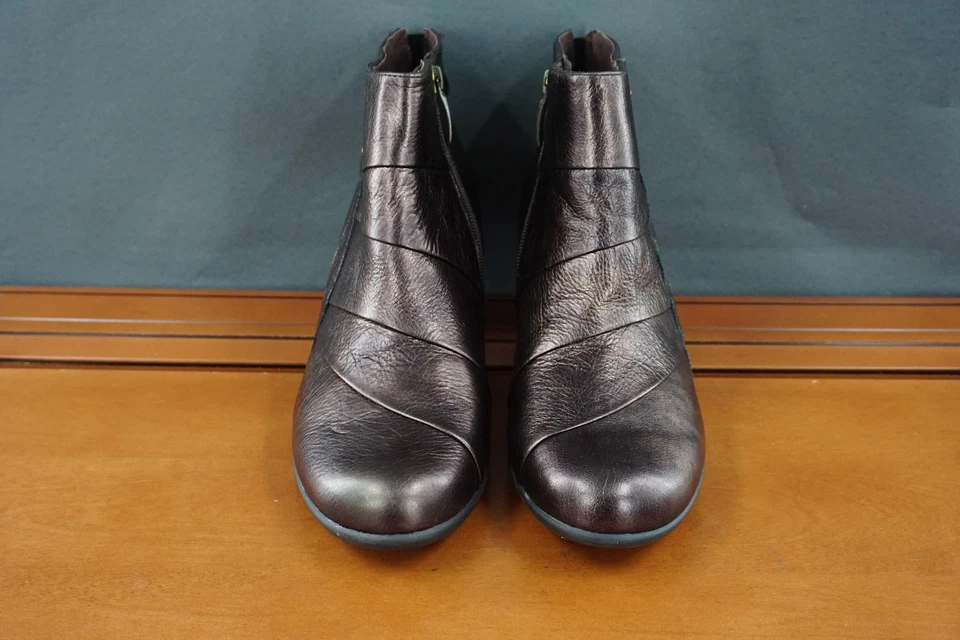 Earth Boots Mujer Talla 10 Bronce Hope Botines Cuero Cremallera Tacón Cómodo Foto 2 de 4