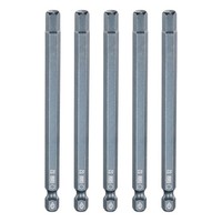 "5Er Set H6 Flach-Sechskant-Bit 6Mm FüR Magnetspitze 1/4\" Schaft 4\" Blau"