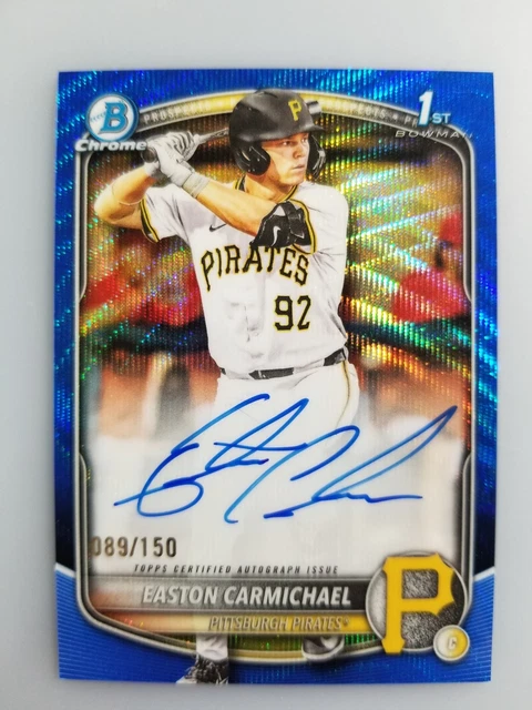 2025 Bowman Draft Easton Carmichael Chrome Prospect Auto Blue Wave /150 CPA-ECA
