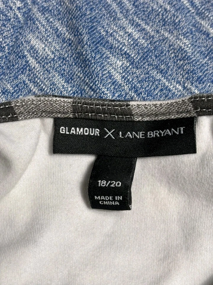 Body Glamour X Lane Bryant Shepherd a cuadros para mujer talla 18/20 blanco negro Foto 3 de 4