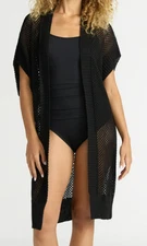 Women's Black Time and Tru Open Front Crochet Ruana size L-XL