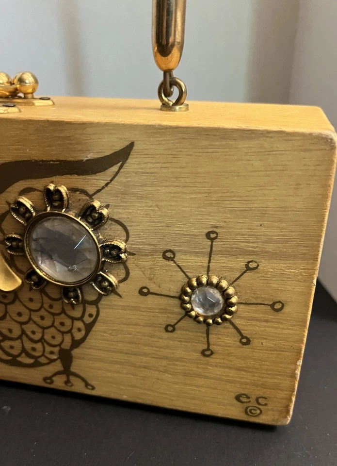 Collins Of Texas  Vintage 60s (Night Owl) Wooden Box Purse - Image 4 of 4