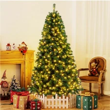 5FT Spruce Realistic Artificial Holiday Christmas Tree with LED Lights & Stand