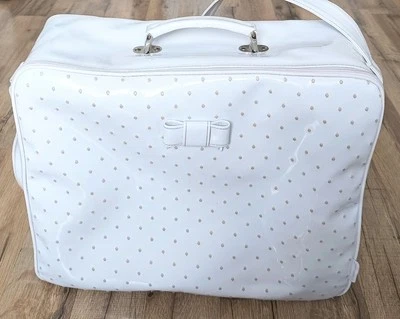 !! große Kliniktasche Geburt pasito a pasito Lack weiß mit beigen Punkten top !! - Bild 1 von 4