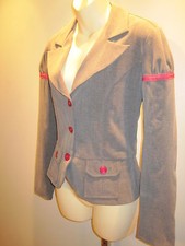 New E.c. Star Blazer Jacket Fitted Gray Puffy Sleeved Top Rockabilly Punk Ska M