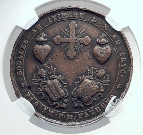 1851 ITALY Vatican Pope Pius IX Antique Medal Via Crucs & COLOSSEUM NGC i81260 - Picture 2 of 5