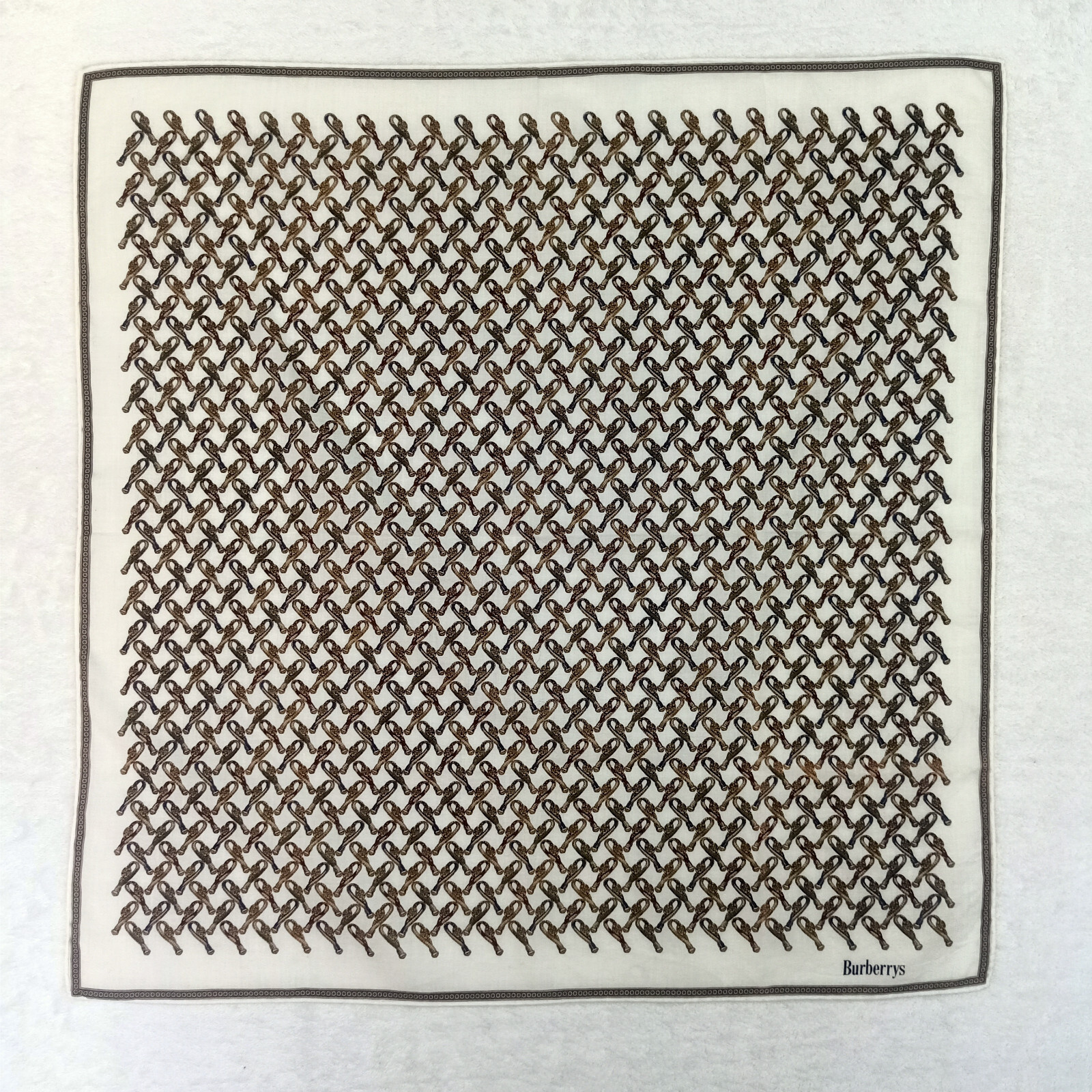 Burberry Men Handkerchief Cotton White Belt Design Bandana Square 18