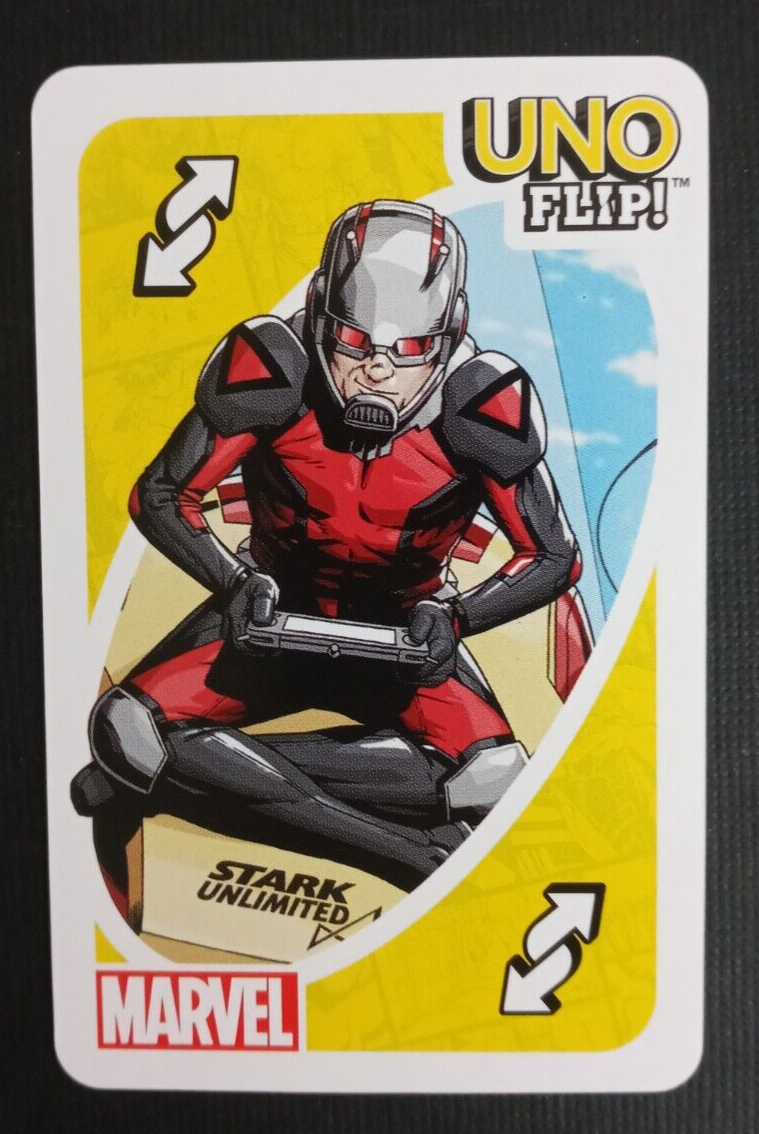 Marvel Uno Flips Card Yellow Ant-Man Reverse Card /Thanos Wild
