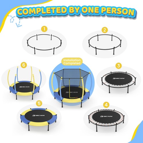 60IN Mini Trampoline for Ages 2 to 5 Toddlers, 5FT Safety Toddler Trampo... - Picture 8 of 8