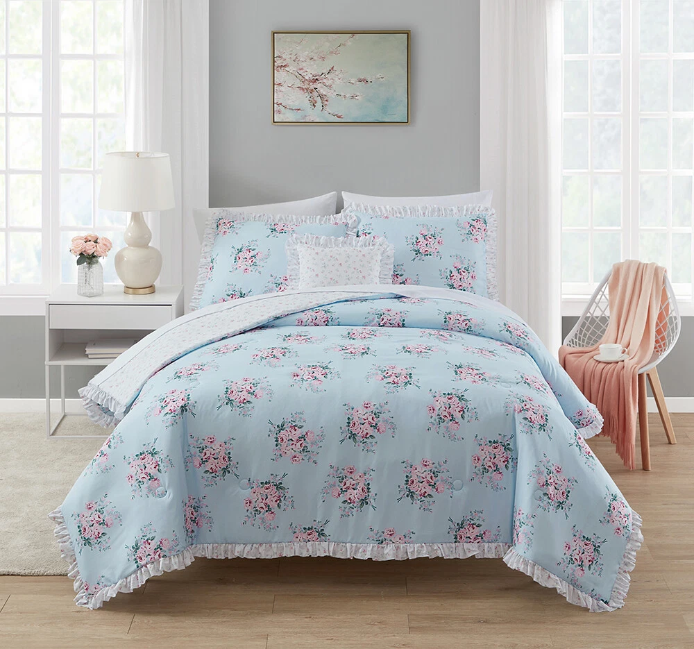 SHABBY CHIC RACHEL ASHWELL BELLA BLUE PINK ROSES