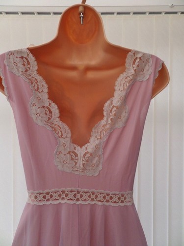 Q35 VTG ST MICHAEL ULTRA SHEER PINK LILAC 2 LAYER NYLON 60'S NIGHTDRESS M 36" - Picture 13 of 17