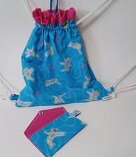 Tinkerbell Drawstring Backpack Matching Keychain Card Wallet Back To School