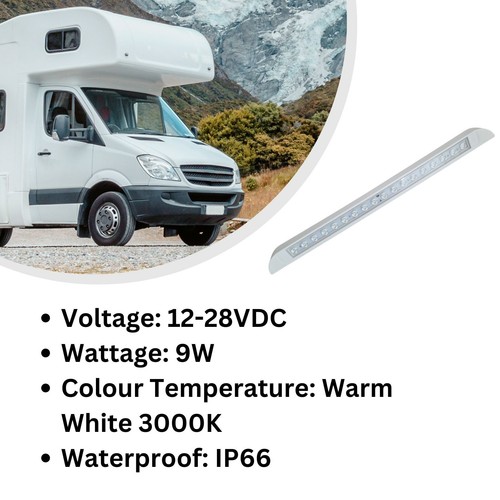Luz de toldo LED 12V 24 V Blanco cálido Impermeable Tira Larga Lámpara Caravana Autocaravana - Imagen 7 de 8