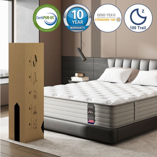 12" Colchones QUEEN Size De Espuma 12 Pulgadas Memory Foam Mattress Hybrid Bed