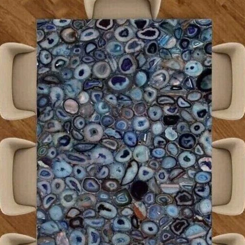 Luxury Blue Agate Dining Table – Handmade Modern Statement Piece for Homes & Caf - Image 3 of 4