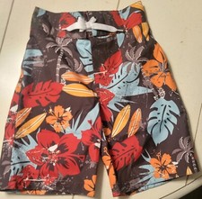 NWT Gymboree Boys Brown Hawaiian Print Swim Trunks, Size 4