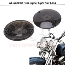 2pc Motorcycle Smoked Lens Turn Signal Light Flat Lens Covers For Harley Touring