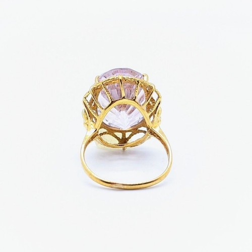 Chunky 10k Purple Kunzite Ring, Vintage Oval 14ct Kunzite 10k Yellow Gold Ring - Picture 8 of 10