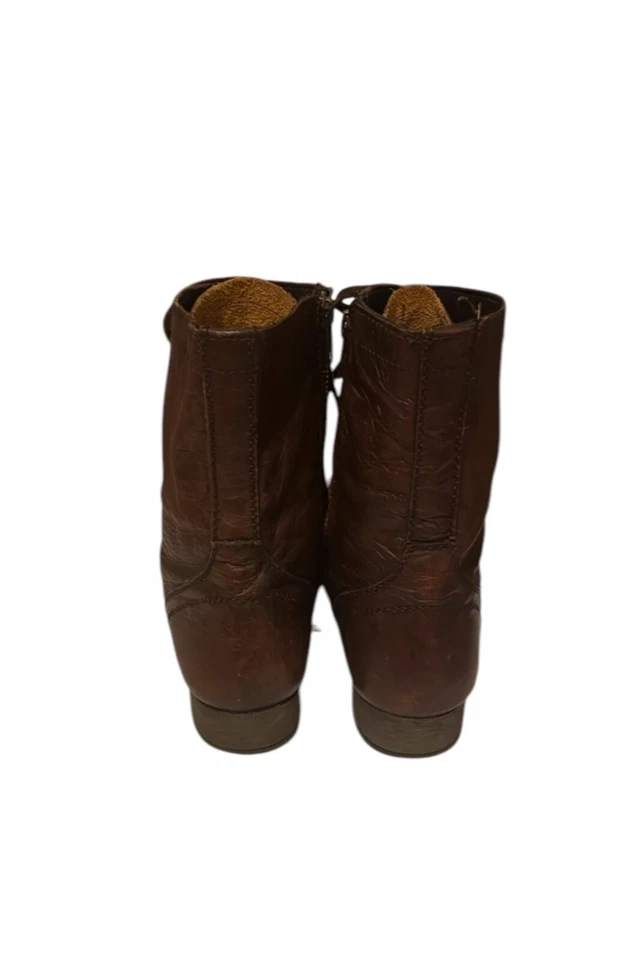 Botas Steve Madden tamanho 8 couro marrom troopa combate femininas salto baixo zíper lateral - Imagem 3 de 4