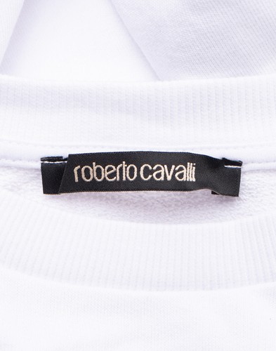 RRP €500 ROBERTO CAVALLI White Sweatshirt Size M Coated Tiger Back Logo Pullover - Imagen 10 de 10