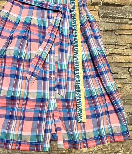 Talbots Madras Plaid Shirt Dress Pink Blue Plaid Button Front Lightweight Sz 4 - Picture 11 of 13